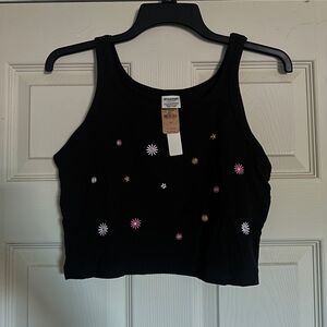 PINK Cropped Tank with Built-in-Bra